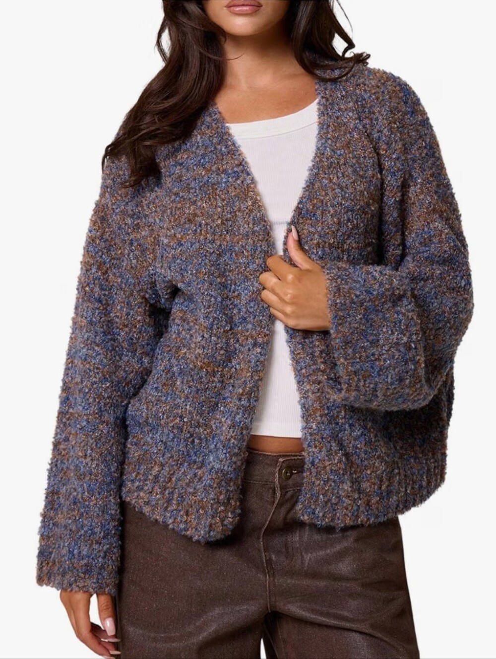 Open Front Sweater Cardigan Long Sleeve Knit Chunky Outerwear